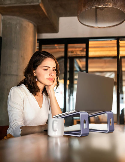 Laptop Stand, Aluminum Computer Riser, Ergonomic Laptops Elevator for Desk, Metal Holder Compatible with 10 to 15.6 Inches Notebook Computer, Purple